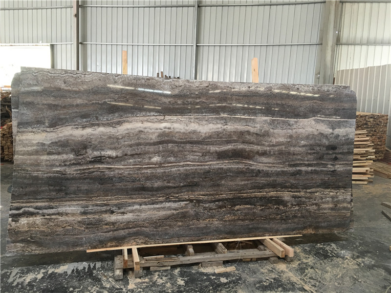 silver travertine slab