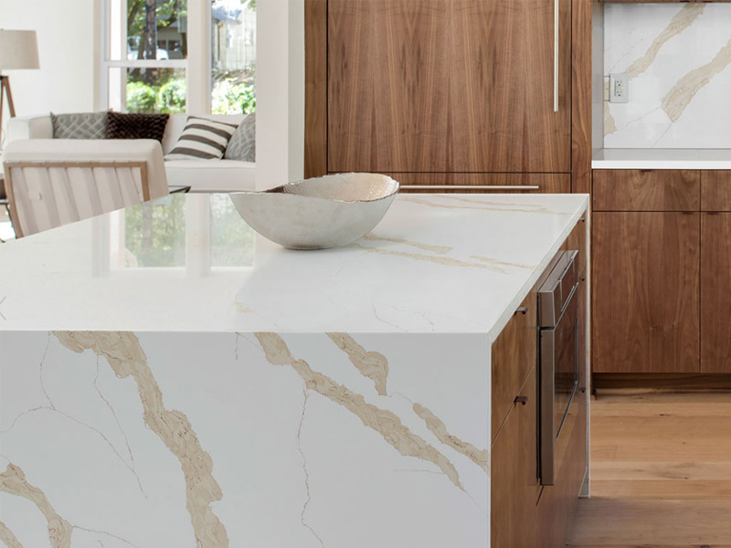 Calacatta Leon Gold Quartz Kitchen Island