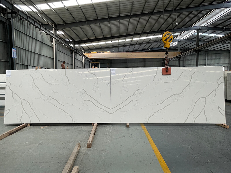 Bookmatched Calacatta Quartz Slab