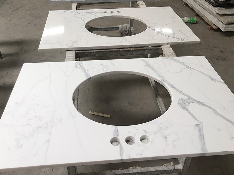 Oval Sink Quartz Bathroom Countertop