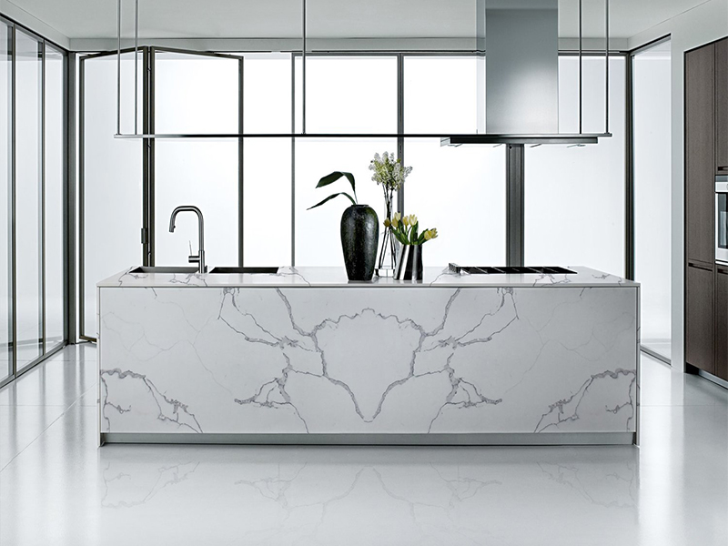 Statuario Venato Quartz Kitchen Island