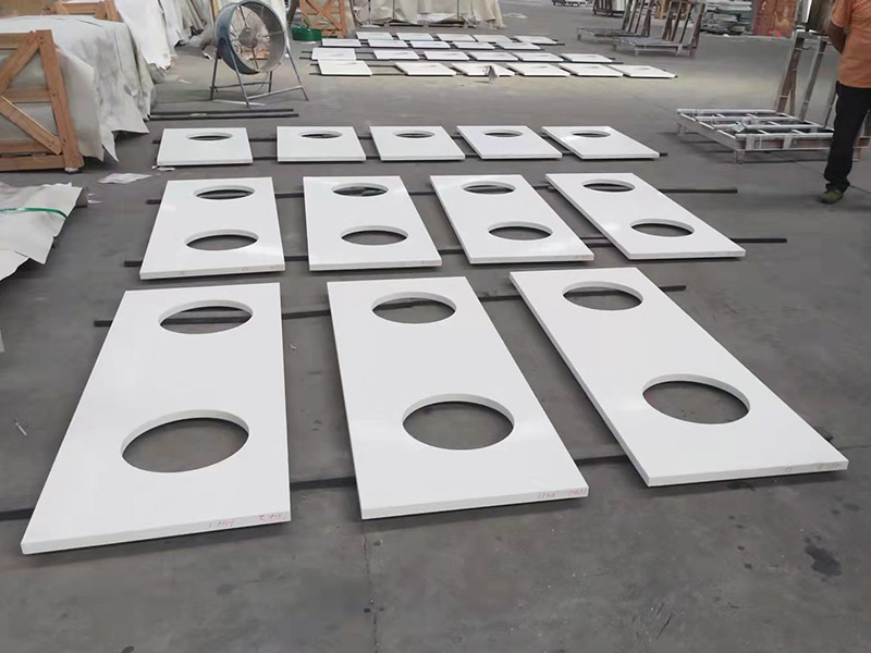 Pure White Quartz Vanity Tops with Oval Sinks