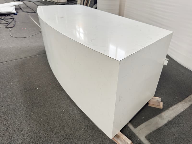 Curved counter with wooden cabniet Curved counter with wooden cabniet