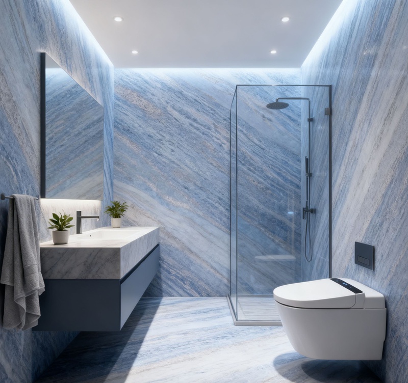 Blue Crystal Quartzite Bathroom Wall Blue Crystal Quartzite Bathroom Wall