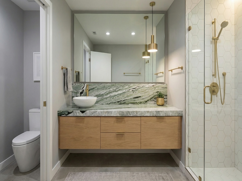 Emerald Cloud Marble Countertop Application