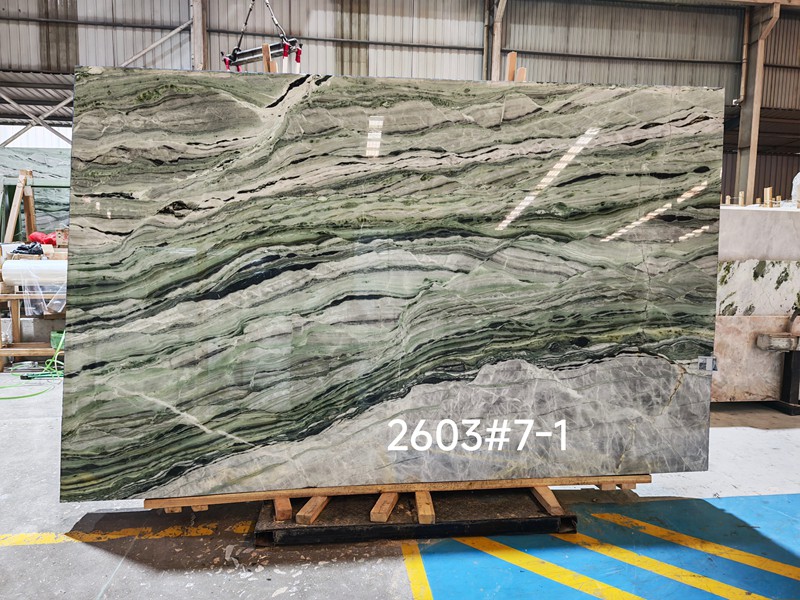 Emerald Cloud Marble Slab