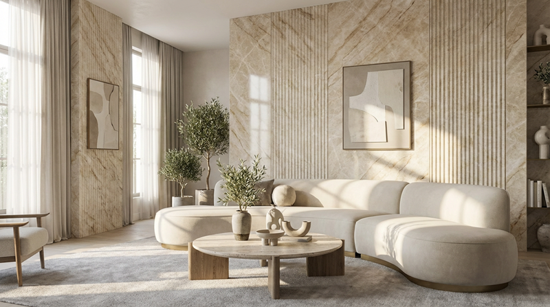 Jinghu Chunxiao Marble Fluted Wall Panel Jinghu Chunxiao Marble Fluted Wall Panel