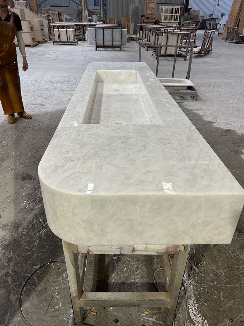 Glacier White Onyx Curved Vanity Tops