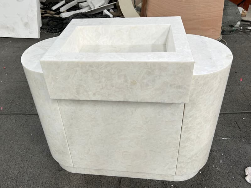 Light Luxury Glacier White Onyx Cabinet