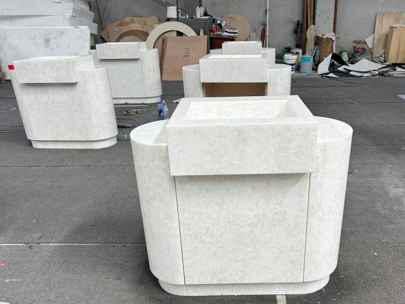 Natural Luxury Glacier White Onyx Curved Cabinet