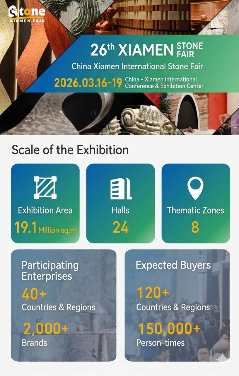 Xiamen Stone Fair 2026 exhibition overview poster Xiamen Stone Fair 2026 exhibition overview poster