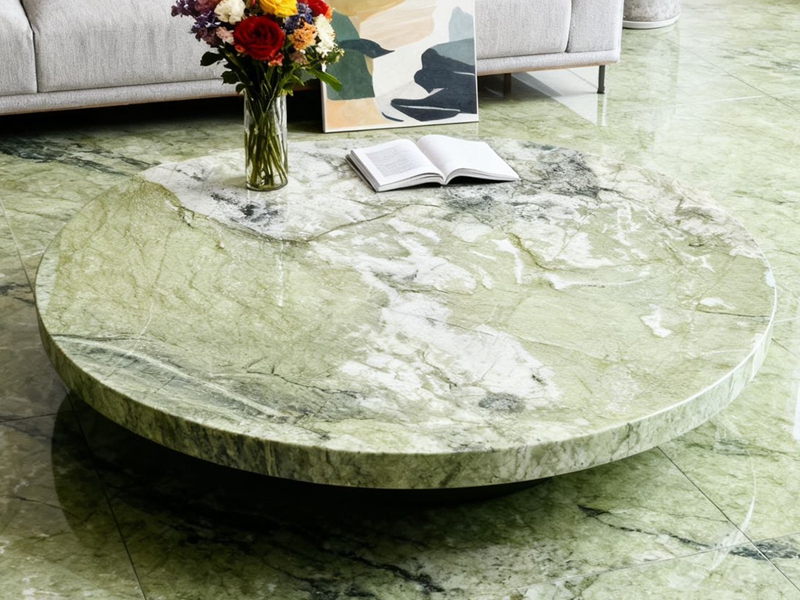 Round Green Marble Side Table