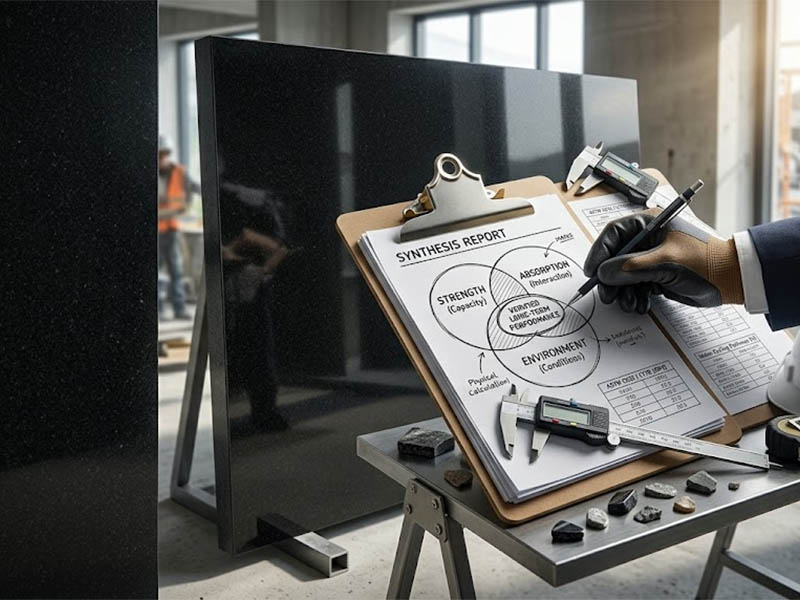 Granite durability description shown on display board