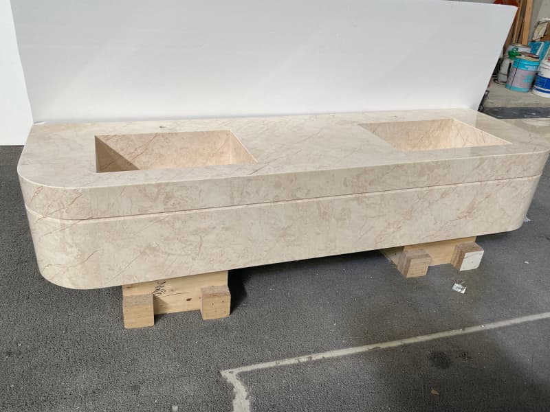 curved sink vanity