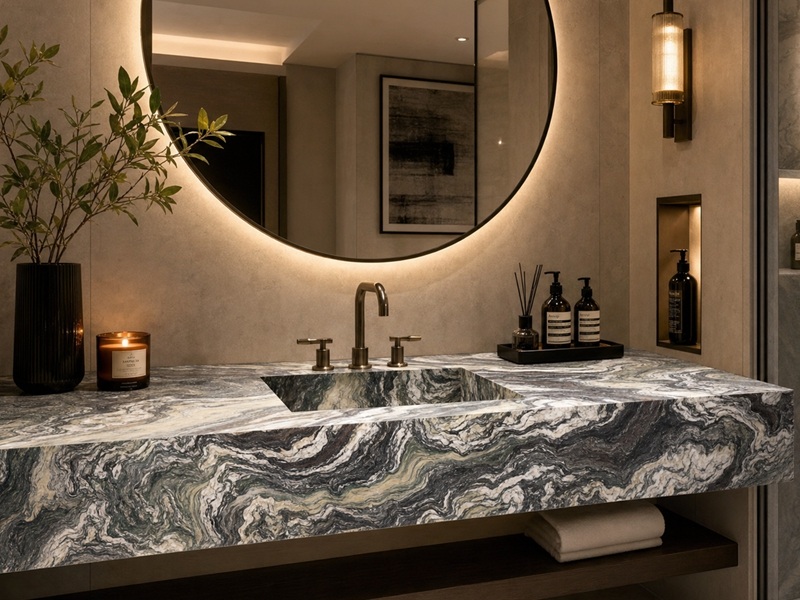 Cipollino Verde Marble Hotel Vanity Cipollino Verde Marble Hotel Vanity