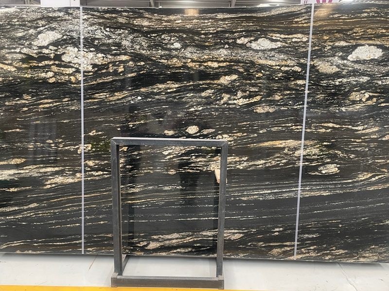 Black and Gold Granite with Linear Veining Black and Gold Granite with Linear Veining