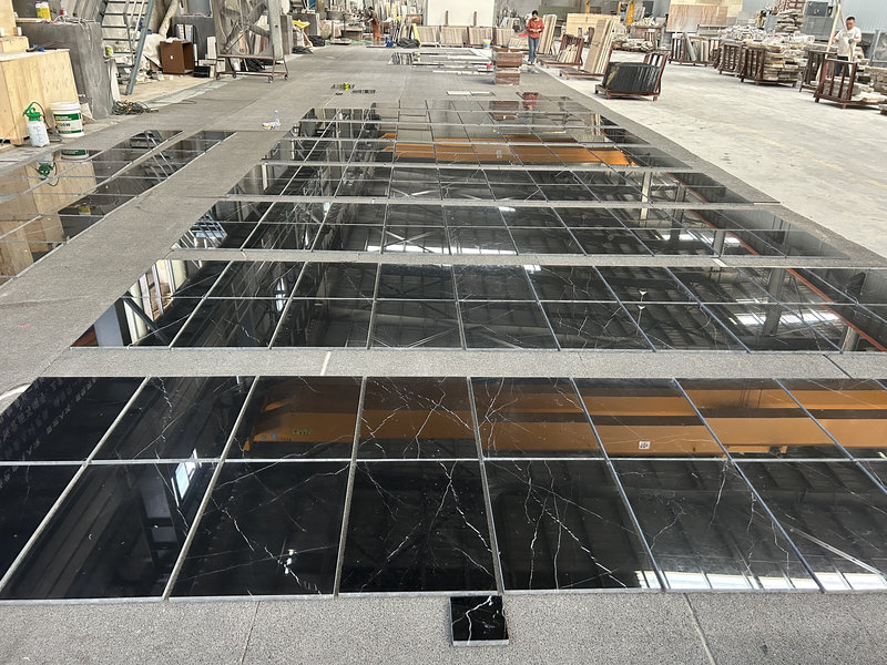 black marble flooring layout