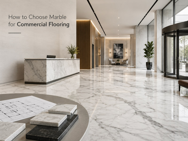 Commercial marble flooring in modern lobby