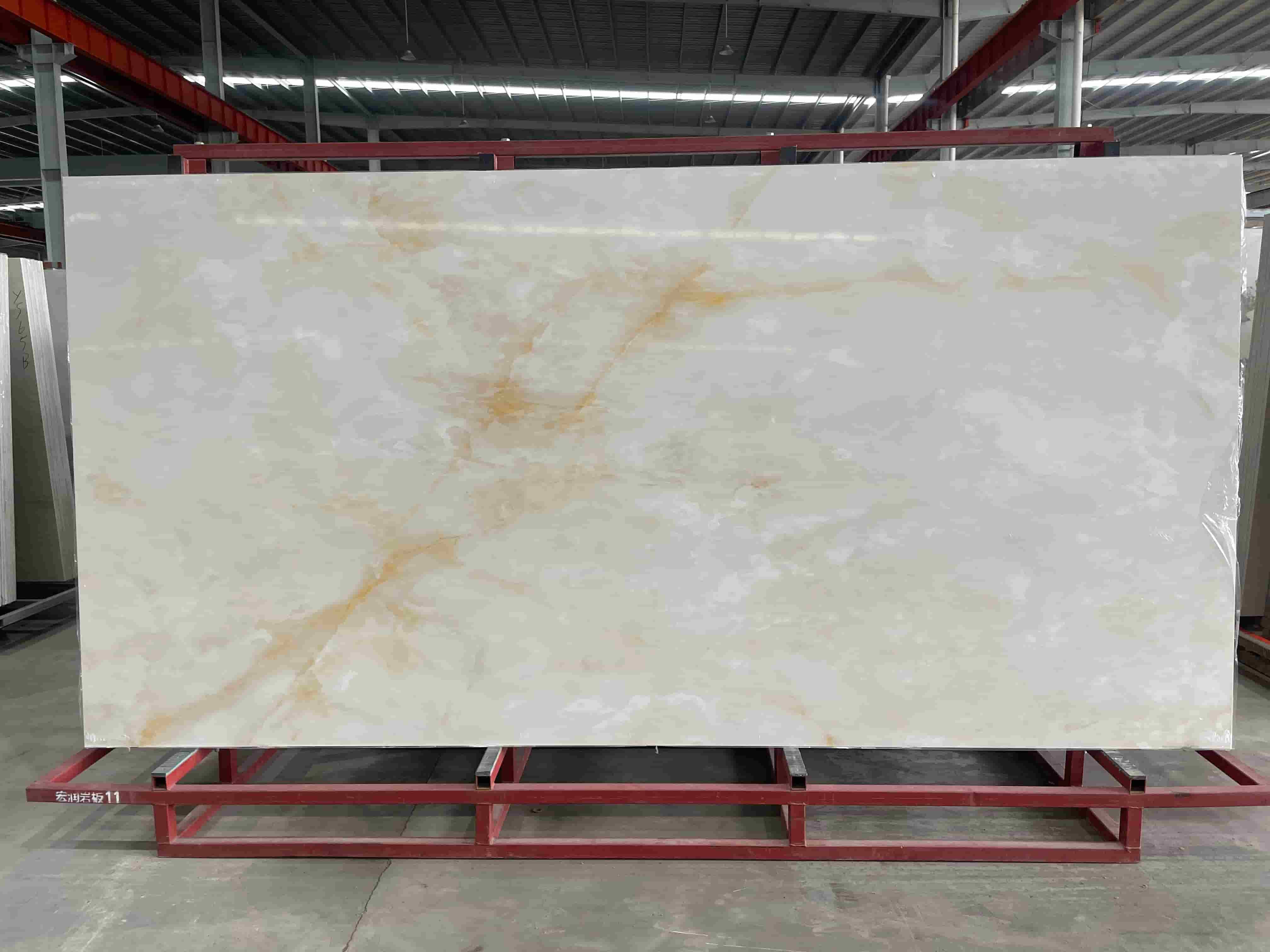 Gold vein Hetian White Jade sintered stone slab surface detail