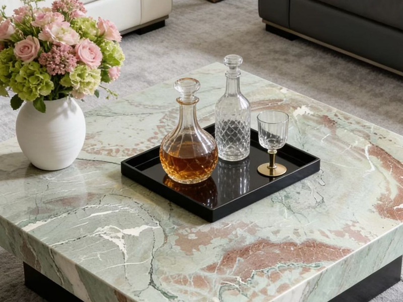 Monet Garden Pink Marble Coffee Table Monet Garden Pink Marble Coffee Table