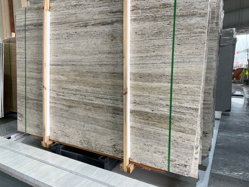 Silver Grey Iranian Travertine Slabs Silver Grey Iranian Travertine Slabs