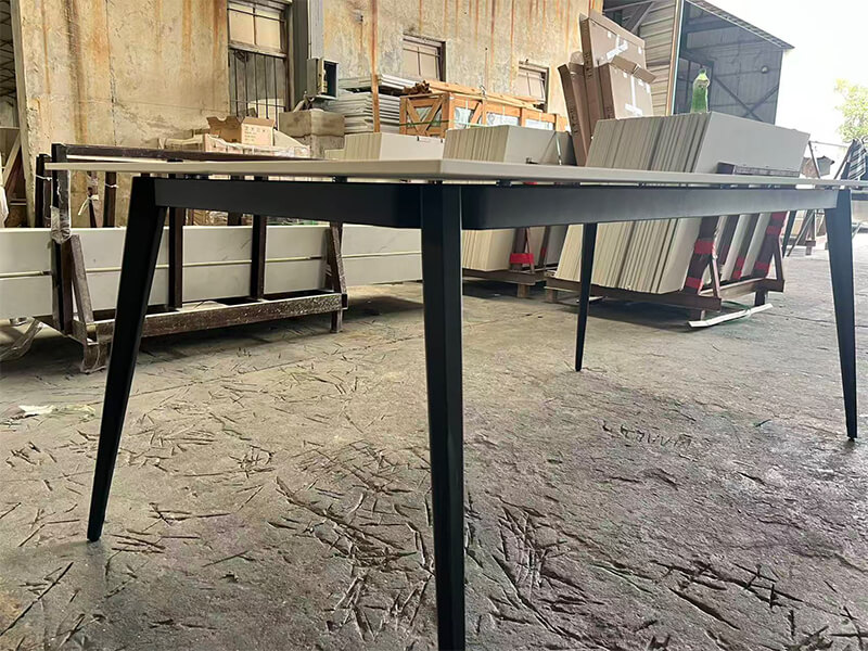 Pure White Velvet Sintered Stone Table Legs Pure White Velvet Sintered Stone Table Legs