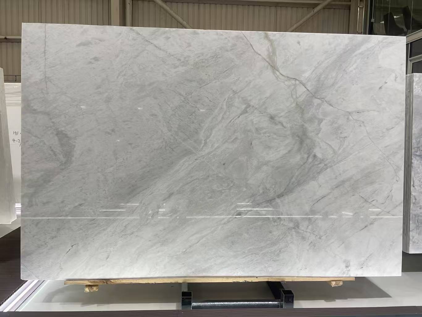 Chinese Fendi White Marble slab showing soft light-grey vein movement