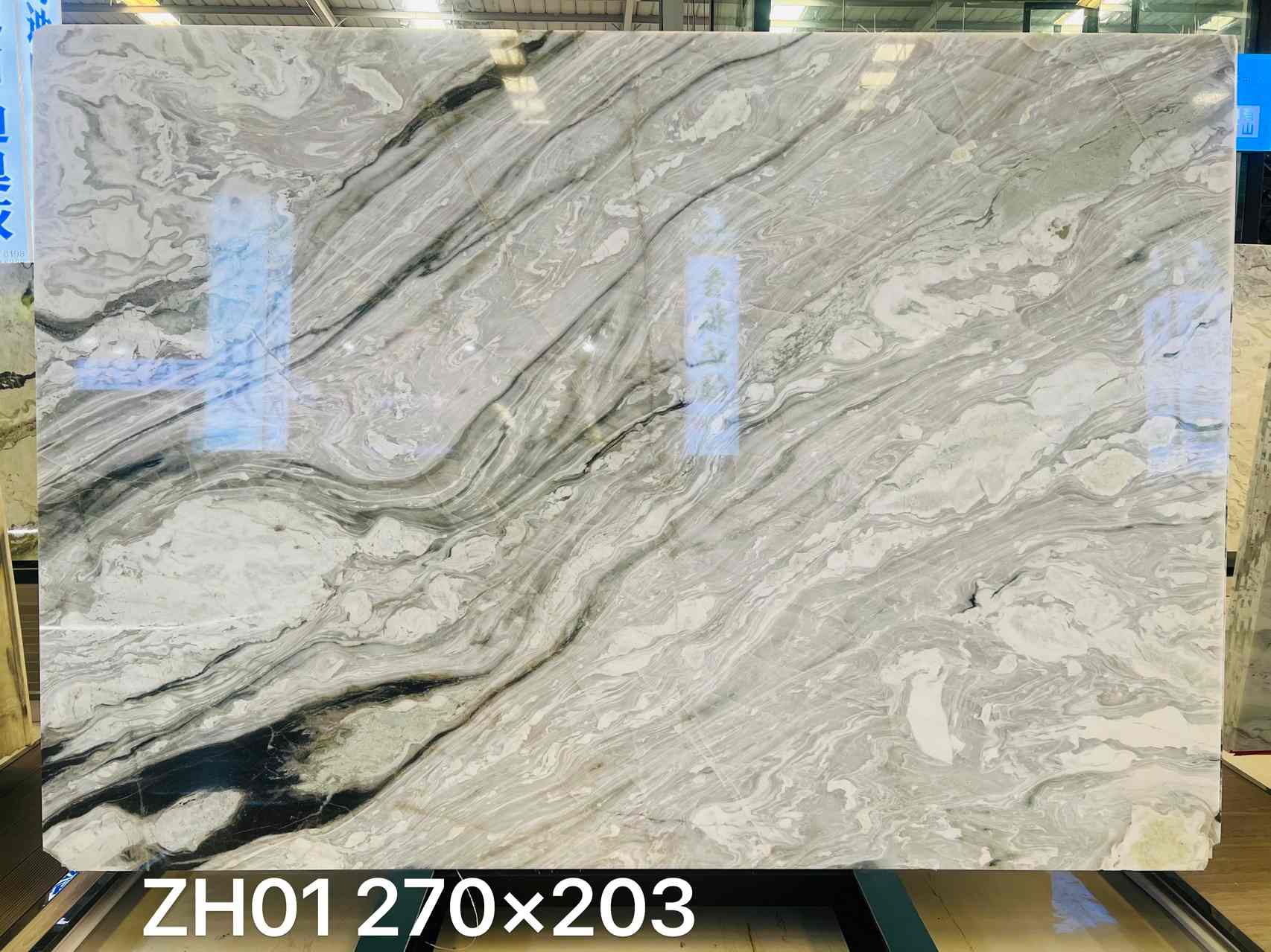 Italian old-quarry Fendi White Marble slab with expressive natural movement