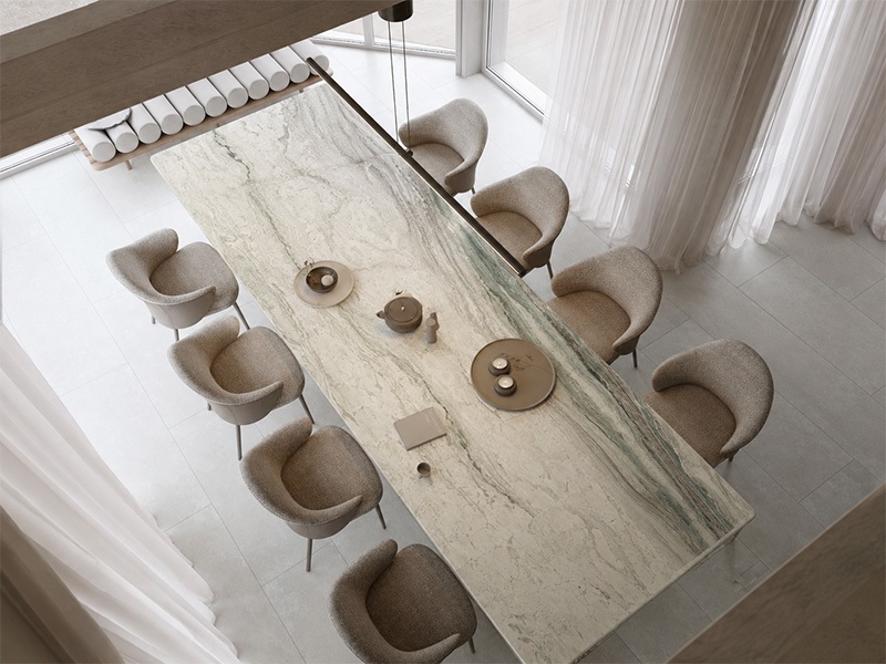Italian Fendi White Marble tabletop for a luxury interior