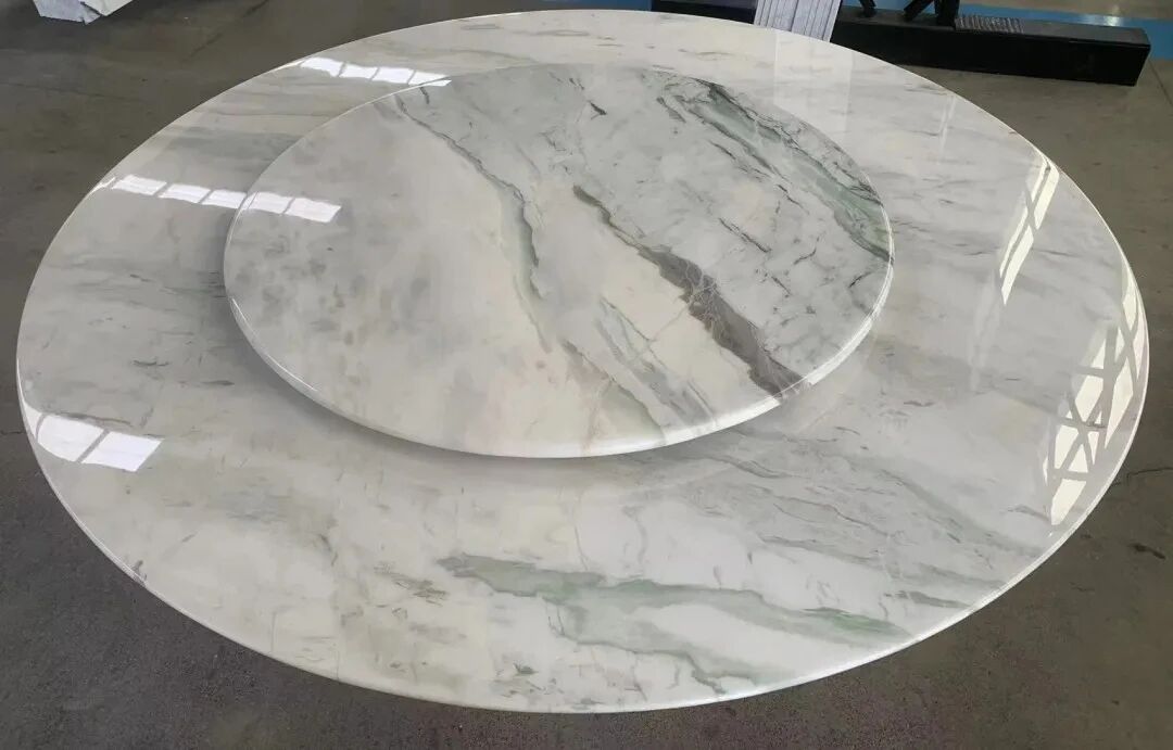 Italian Fendi White Marble dining table with expressive natural veining