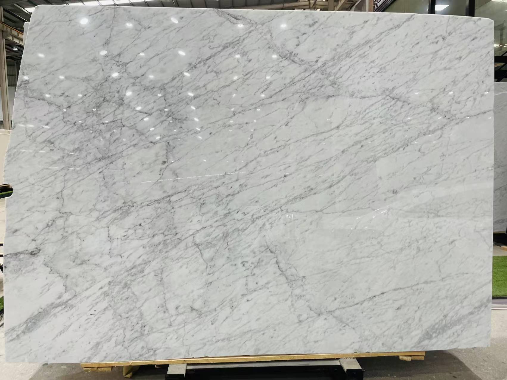Statuario White Marble slab with strong grey veining