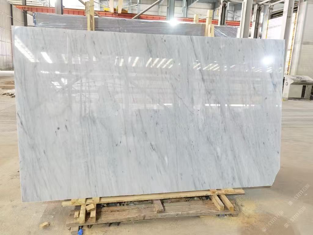 Carrara White Marble slab with fine natural grey veining