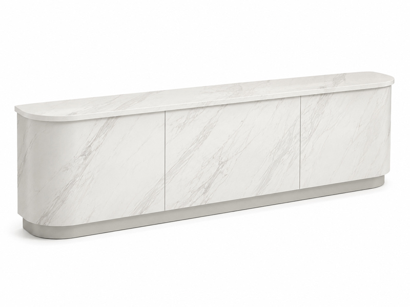 Volakas Marble Reception Desk Assembly Rendering Volakas marble reception desk assembly rendering showing curved countertop and stone components