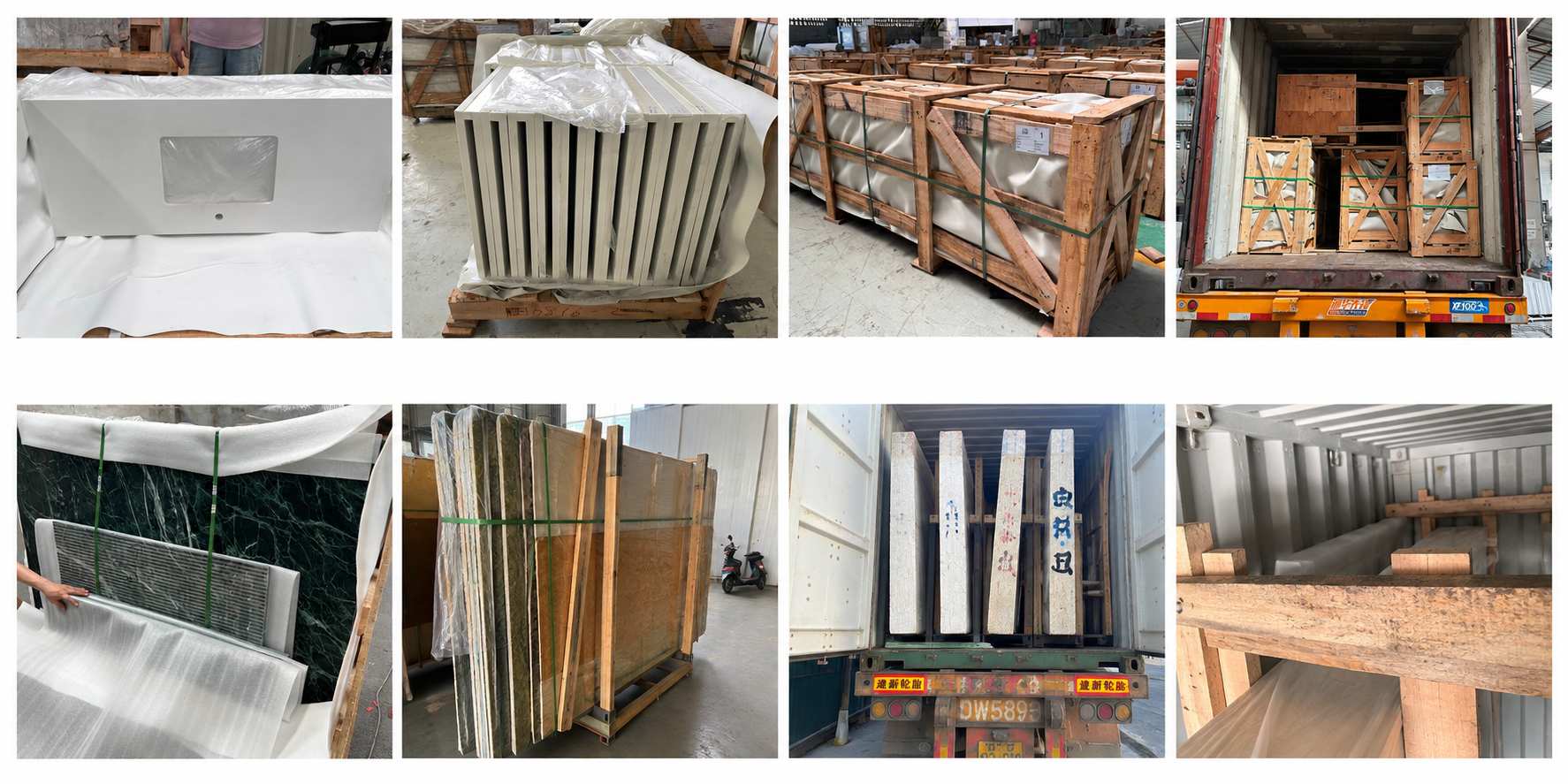 Excellent Stone stone packing with protective foam wooden crates and container loading