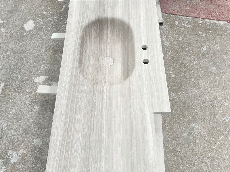 Wooden White Marble Integrated Vanity Wooden White Marble Integrated Vanity