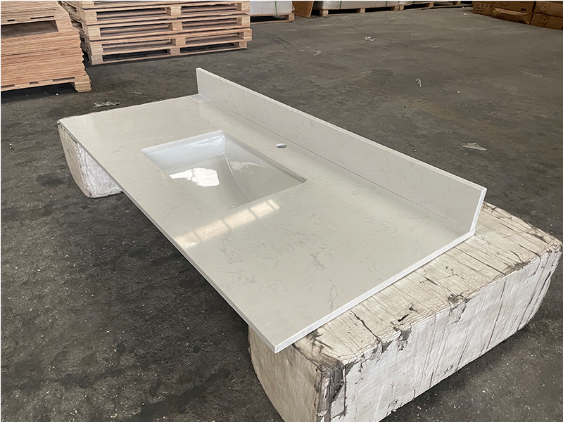 Ariston White Engineered Marble Vanity Top with Sink Ariston White Engineered Marble Vanity Top with Sink