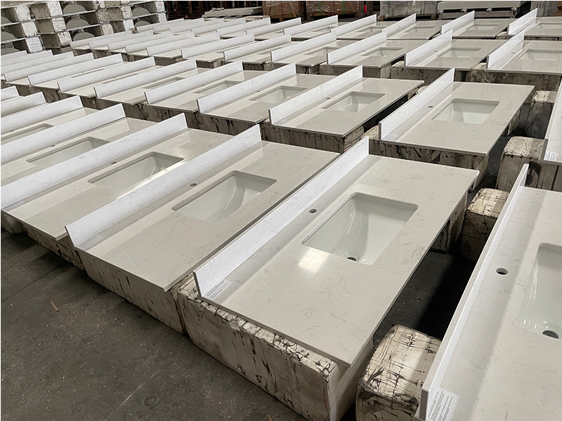 Ariston White Engineered Marble Vanity Top with Sink Ariston White Engineered Marble Vanity Top with Sink