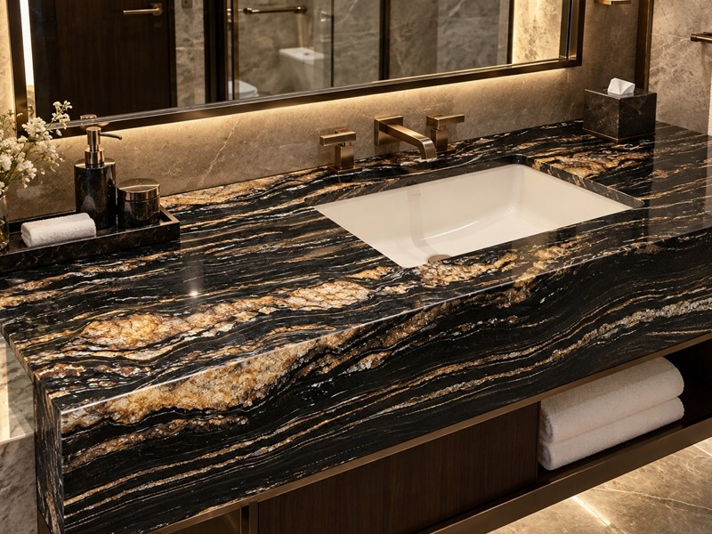 Cosmic Gold Granite Vanity Tops