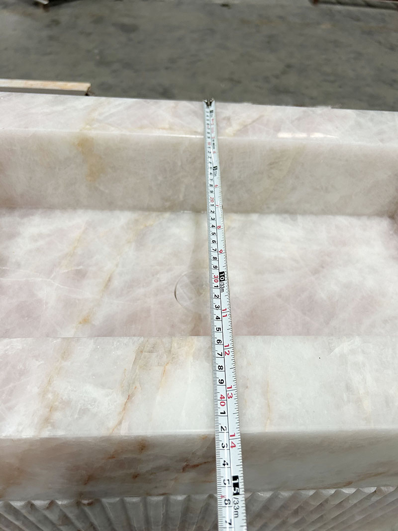 pink crystal quartzite pedestal washbasin