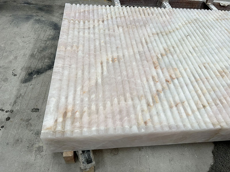 pink crystal quartzite pedestal washbasin