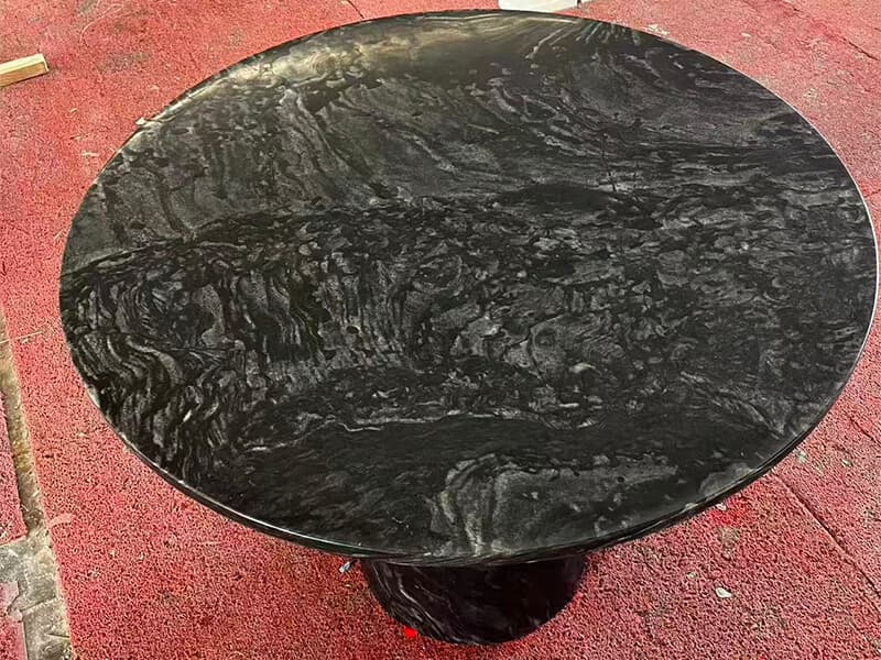 Briliant Black Marble Honed Round Dining Table Briliant Black Marble Honed Round Dining Table