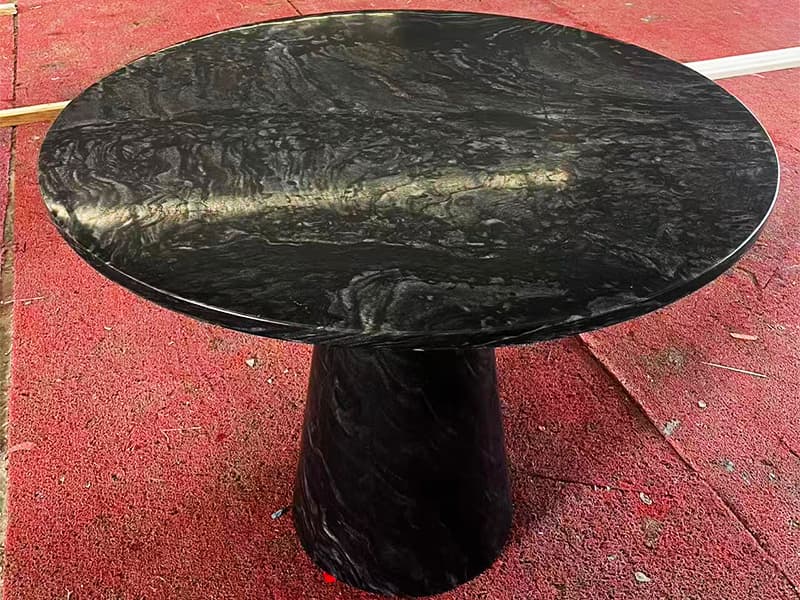 Briliant Black Marble Honed Round Dining Table Briliant Black Marble Honed Round Dining Table