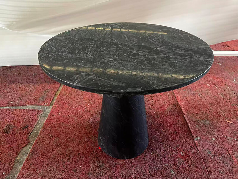 Briliant Black Marble Honed Round Dining Table Briliant Black Marble Honed Round Dining Table