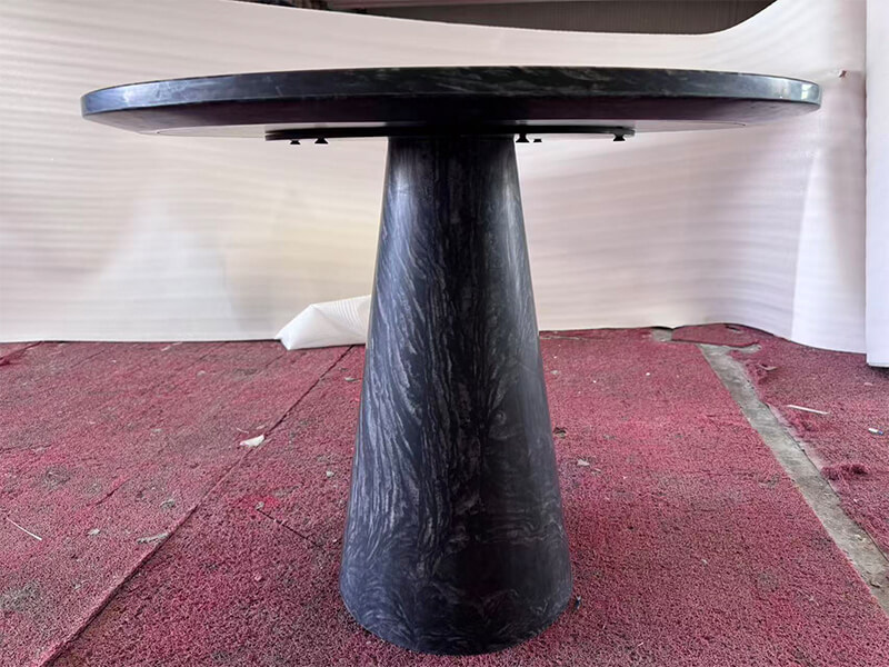 Briliant Black Marble Honed Round Dining Table Briliant Black Marble Honed Round Dining Table