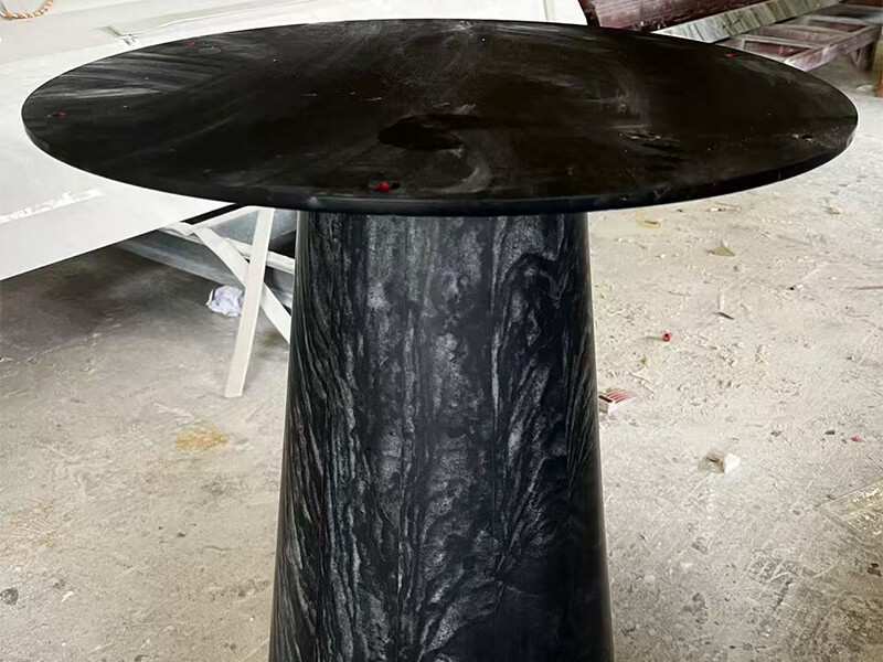 Briliant Black Marble Honed Round Dining Table Briliant Black Marble Honed Round Dining Table