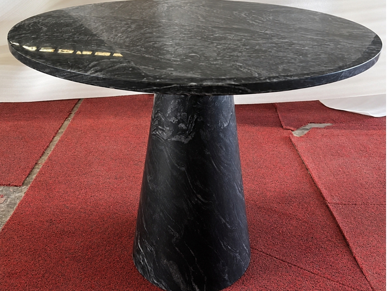 Shangri-La Grey Marble Pedestal Dining Table Shangri-La Grey Marble Pedestal Dining Table