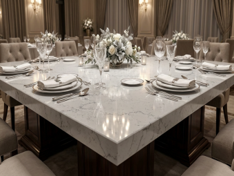 White Attica Quartz for Hotel & Restaurant Interiors，White Attica Quartz，Quartz for Hotel Interiors，Quartz for Restaurant Interiors