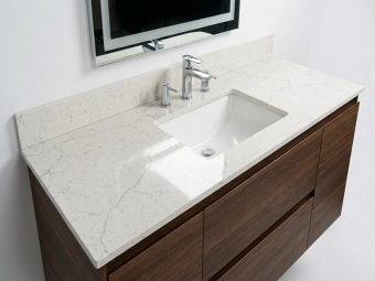White Attica Quartz for Vanity Tops, Quartz with Marble-Look