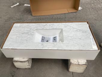 Carrara White Marble, 49 Inch Vanity Top, Prefabricated Countertop, Italian Marble Bath, Rectangular Undermount Sink