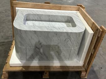 Carrara White Marble, Integrated Sink, Floating Vanity, Modern Bathroom Design, Marble Wash Basin, Italian White Stone